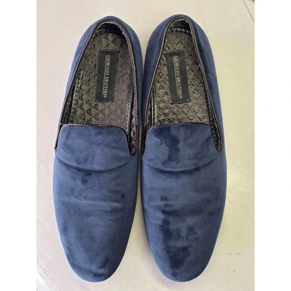 Giorgio Brutini Men's Shoes Size 10 M Blue Velvet Slip On Dress Formal Loafers